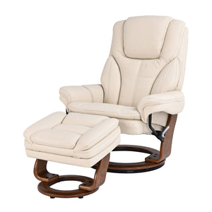 Front left view of Hana White Recliner with Ottoman