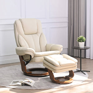 A room setting featuring Hana White Recliner with Ottoman