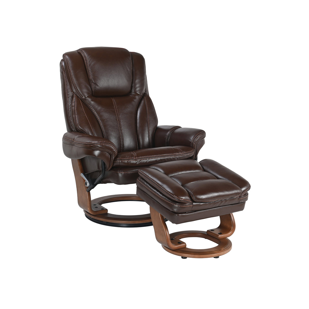 Front right view of Hana Brown Recliner with Ottoman