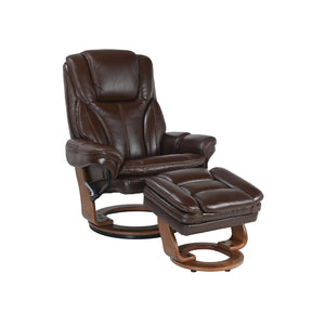 Front right view of Hana Brown Recliner with Ottoman