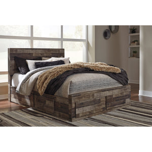 A room setting featuring Derekson Gray Queen 4 Drawer Storage Bed