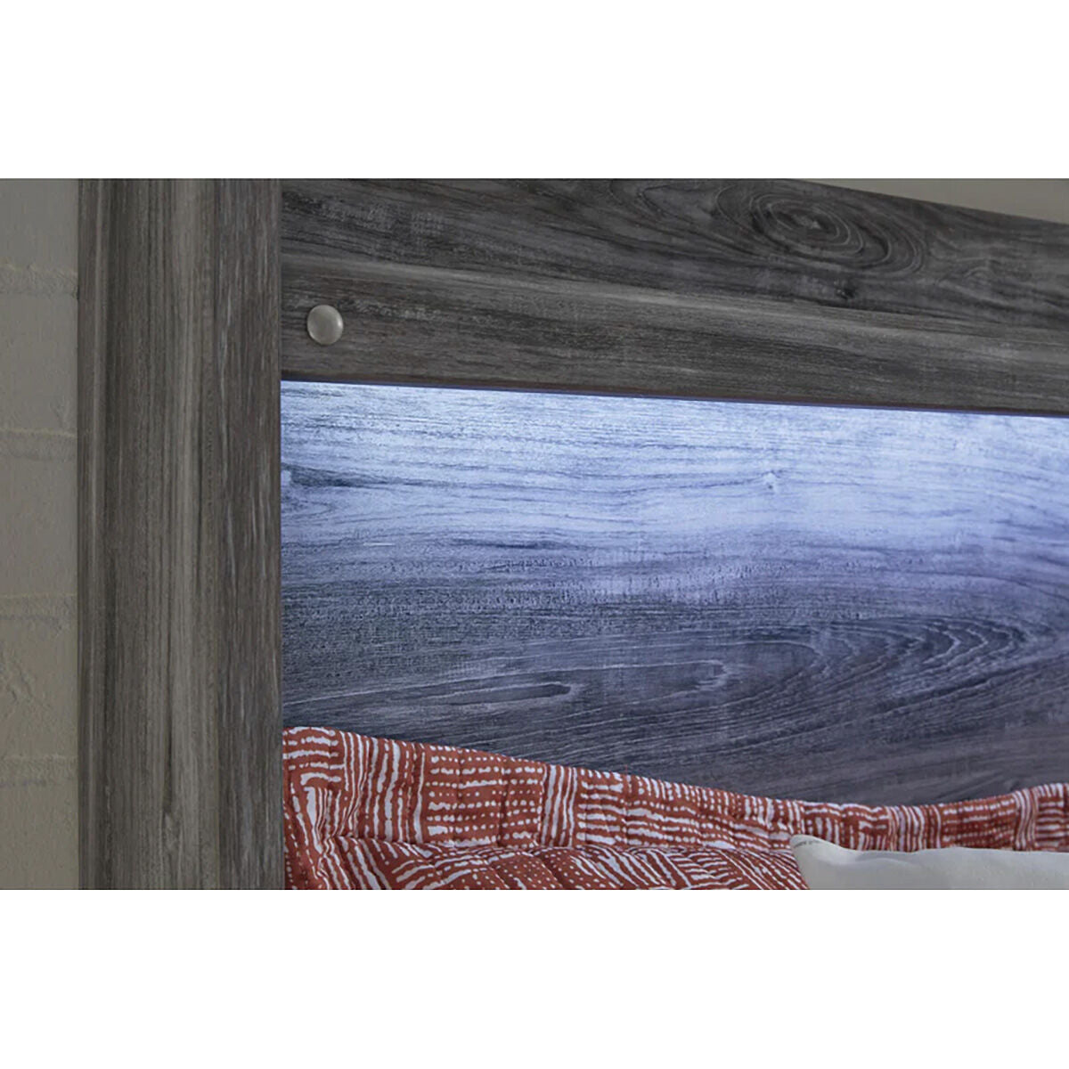 Detail view of Baystorm Gray King Panel Bed