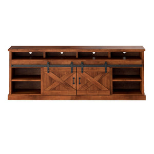 Open view of Farmhouse Aged Whiskey 94 Inch Fireplace Console
