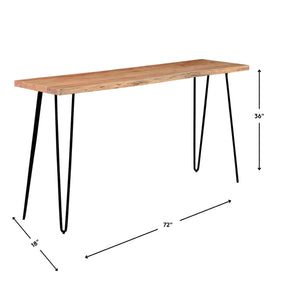 Detail image of Natures Edge Natural 72 Inch Counter Table with overlay of product dimensions