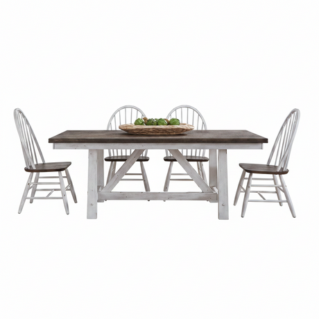 Farmhouse White Fixed 5 Piece Dining Set QK1043911