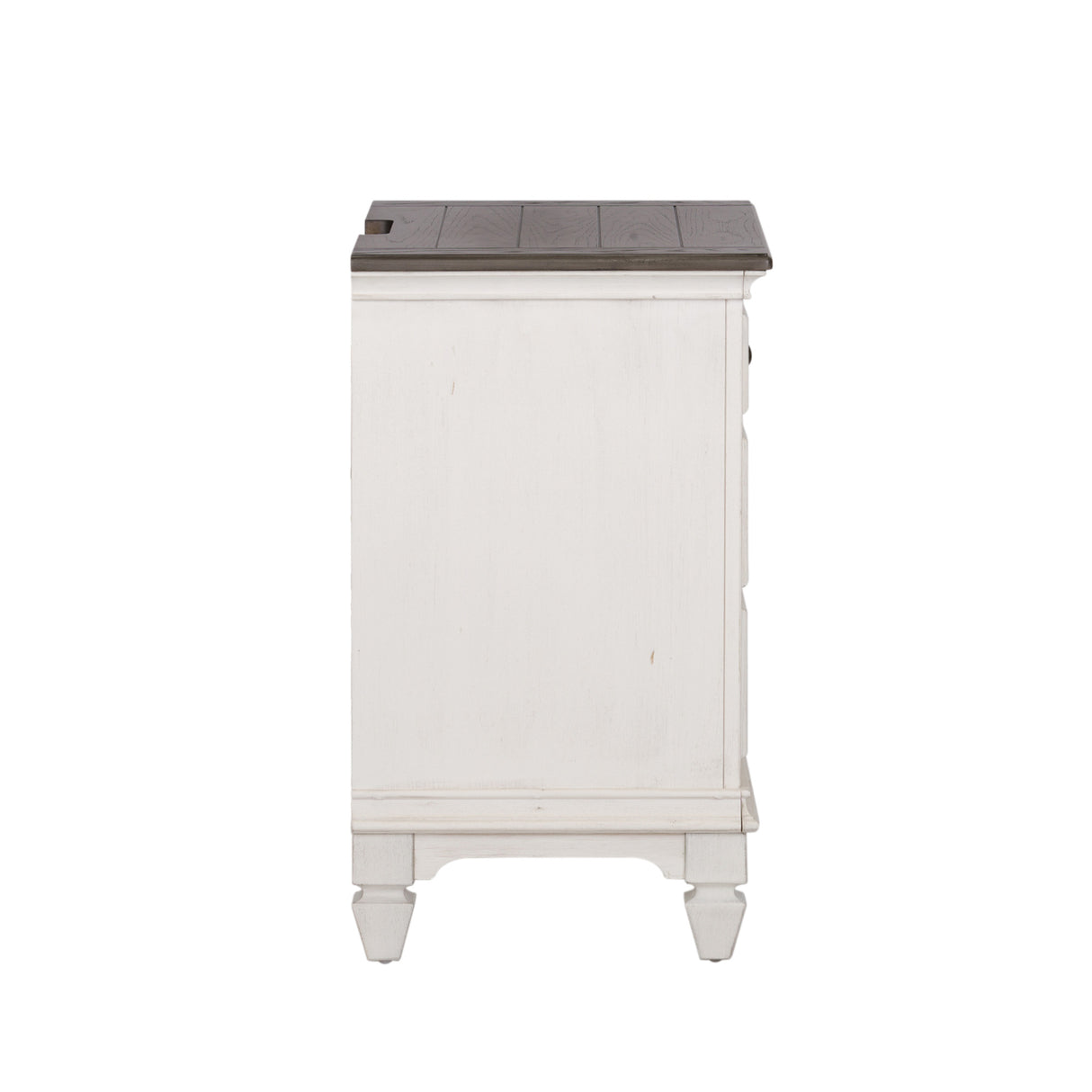 Side view of Allyson Park White Nightstand