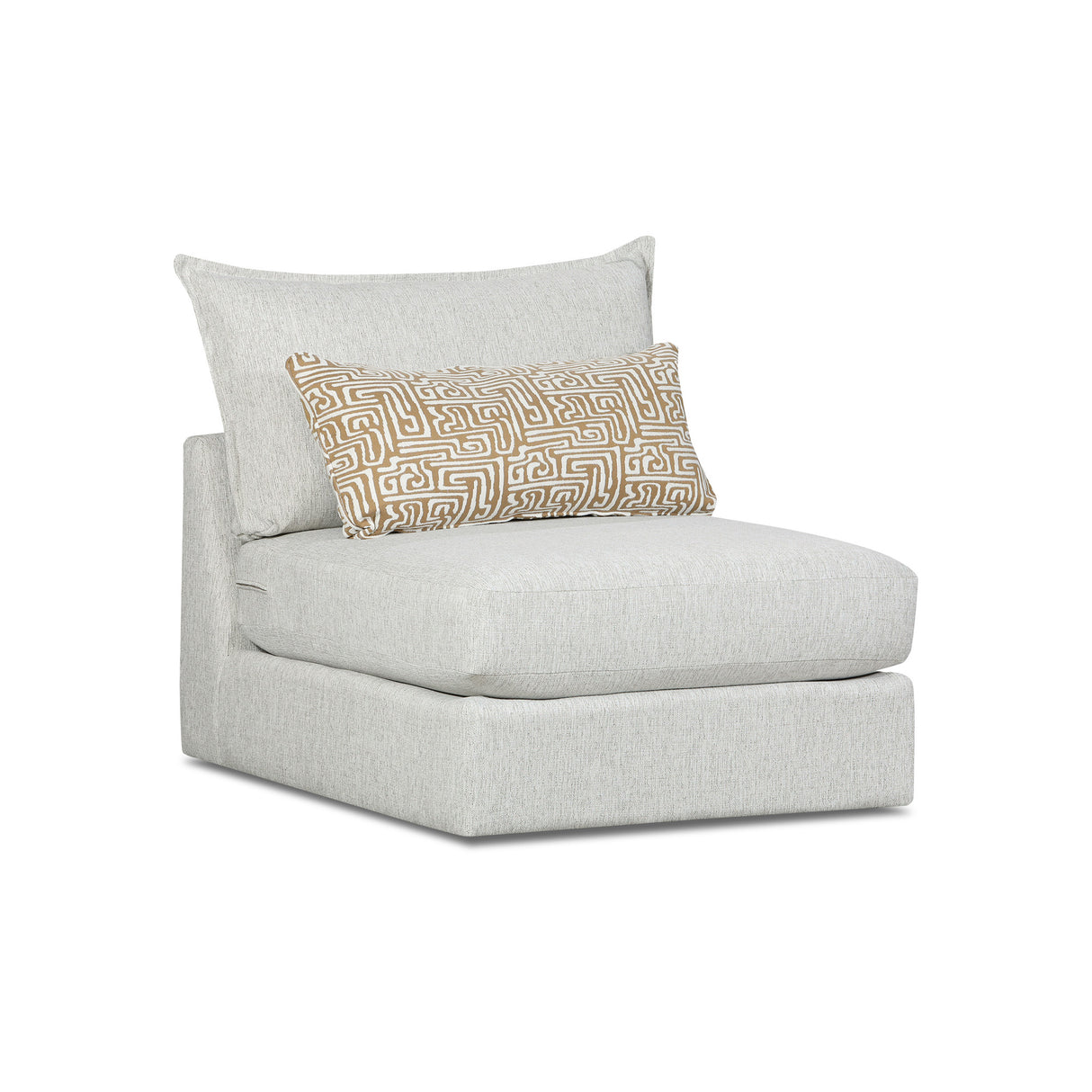 Front right view of Floza Pewter Armless Chair