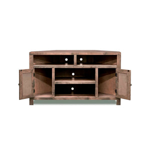 Open view of Joshua Creek Barnwood Corner Console