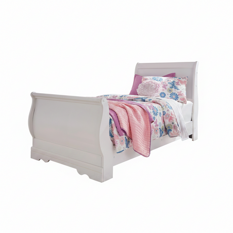 Anarasia White Twin Sleigh Bed QK1053395