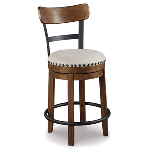 Front left view of Valebeck Brown Swivel Counter Stool