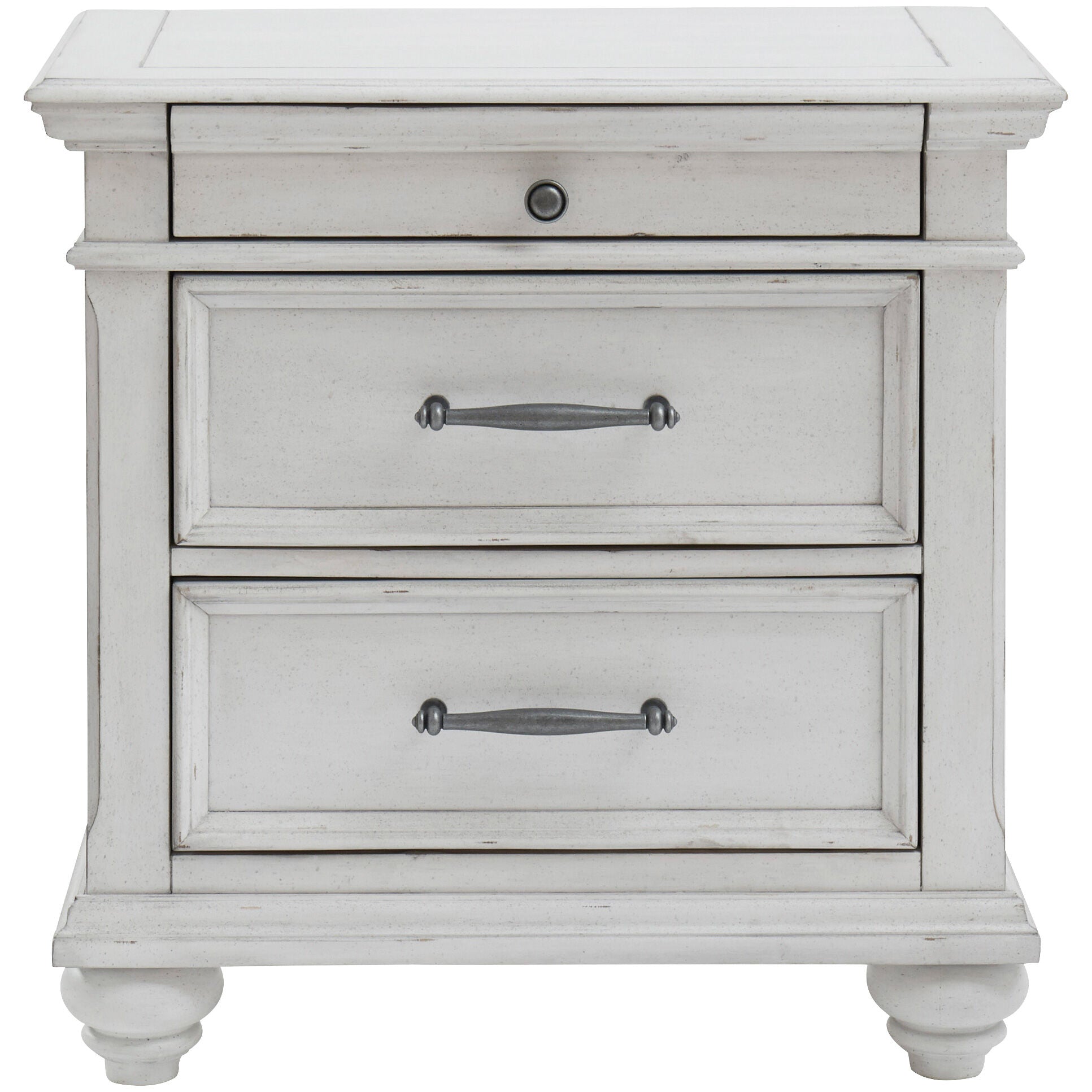 keivan Kanwyn Whitewashed Upholstered King 4 Piece Bedroom Set With