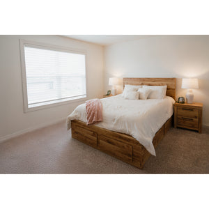 Room setting 8 featuring Hyanna Tan Queen Panel Storage Bed