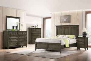 A room setting featuring San Mateo Gray King 4 Piece Room Group