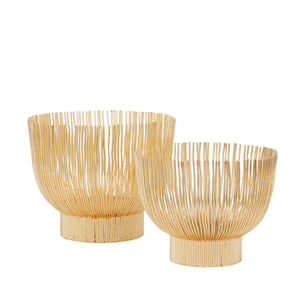 Front left view of Elevated Chic Gold Set of 2 Metal Bowls