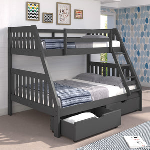 Jordan Gray Twin Over Full Bunk Bed With Drawers QK1064810