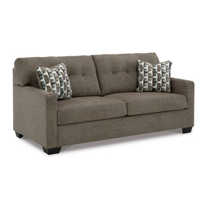 Front right view of Mahoney Chocolate Sofa