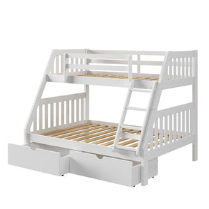 Jordan White Twin Over Full Bunk Bed With Drawers QK1081311