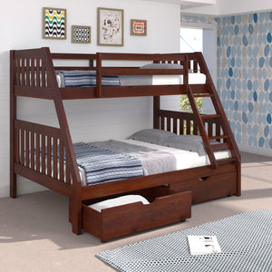 Jordan Chocolate Twin Over Full Bunk Bed With Drawers QK1081313