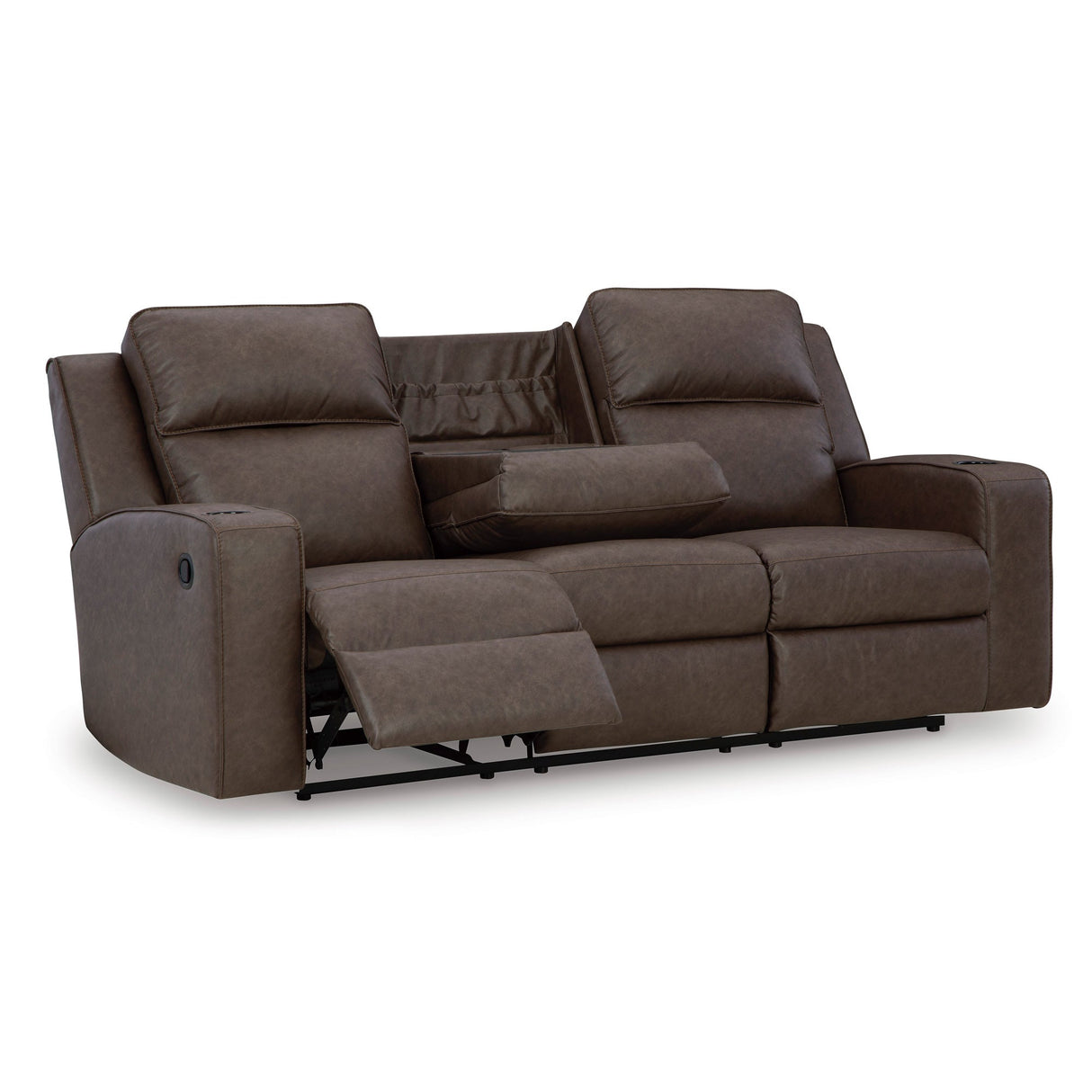 Front left view of Lavenhorne Granite Reclining Drop Down Table Sofa