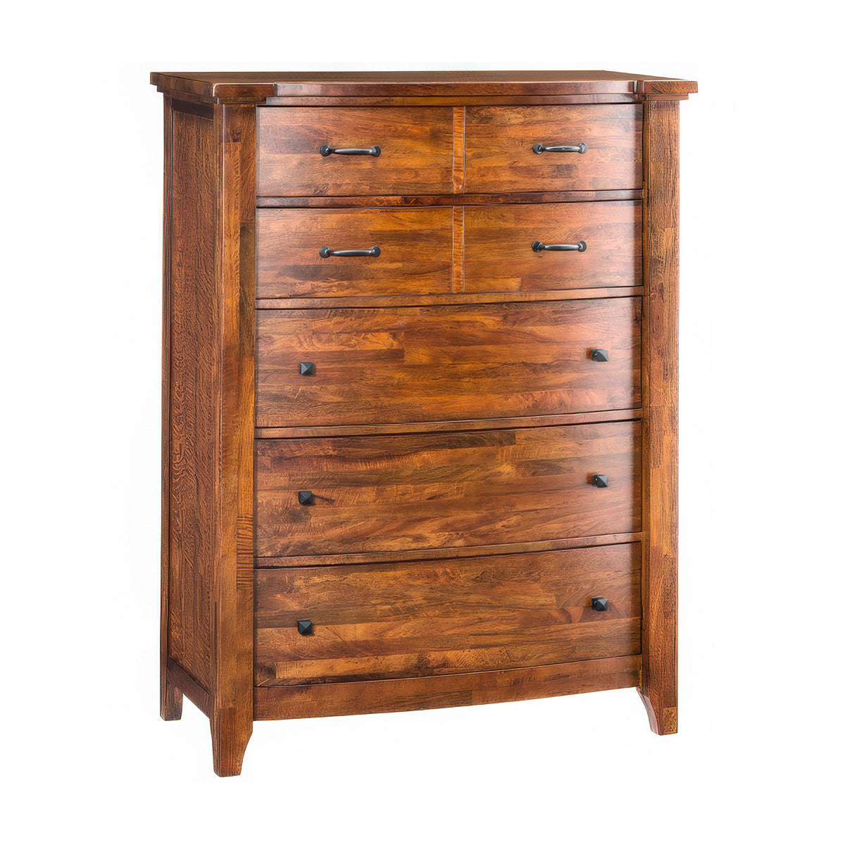 Front right view of Whistler Retreat Dark Walnut 5 Drawer Chest