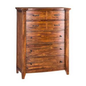 Front right view of Whistler Retreat Dark Walnut 5 Drawer Chest