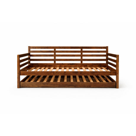 Boho Rustic Walnut Daybed with Pop Up Trundle QK1084364