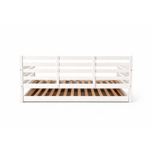 Back view of Boho White Daybed with Pop Up Trundle