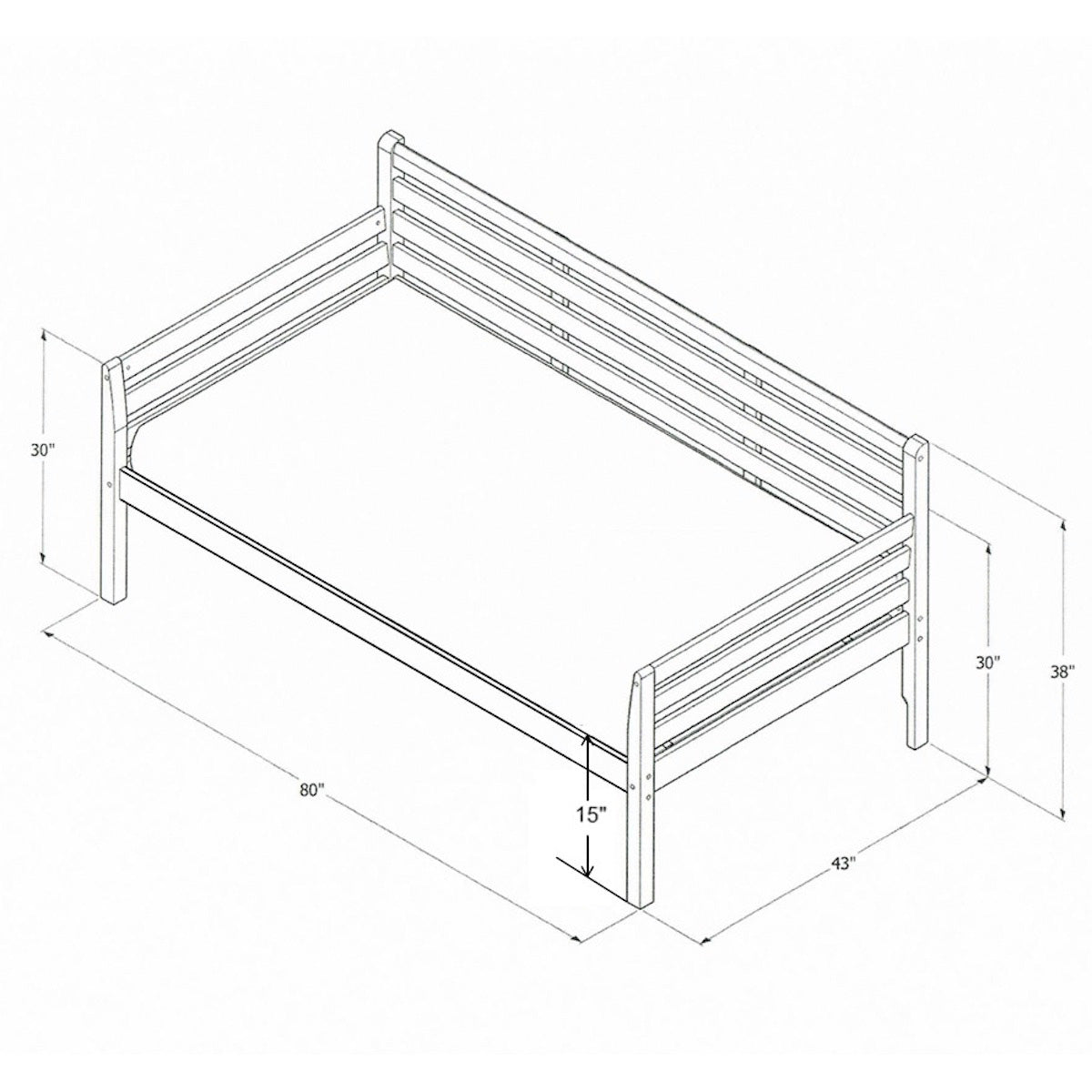 Detail view of Boho White Daybed with Pop Up Trundle