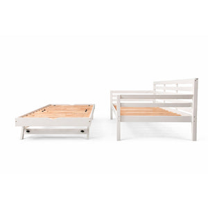 Side view of Boho White Daybed with Pop Up Trundle