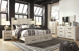 Modern bedroom with a bed, nightstands, and dressers.