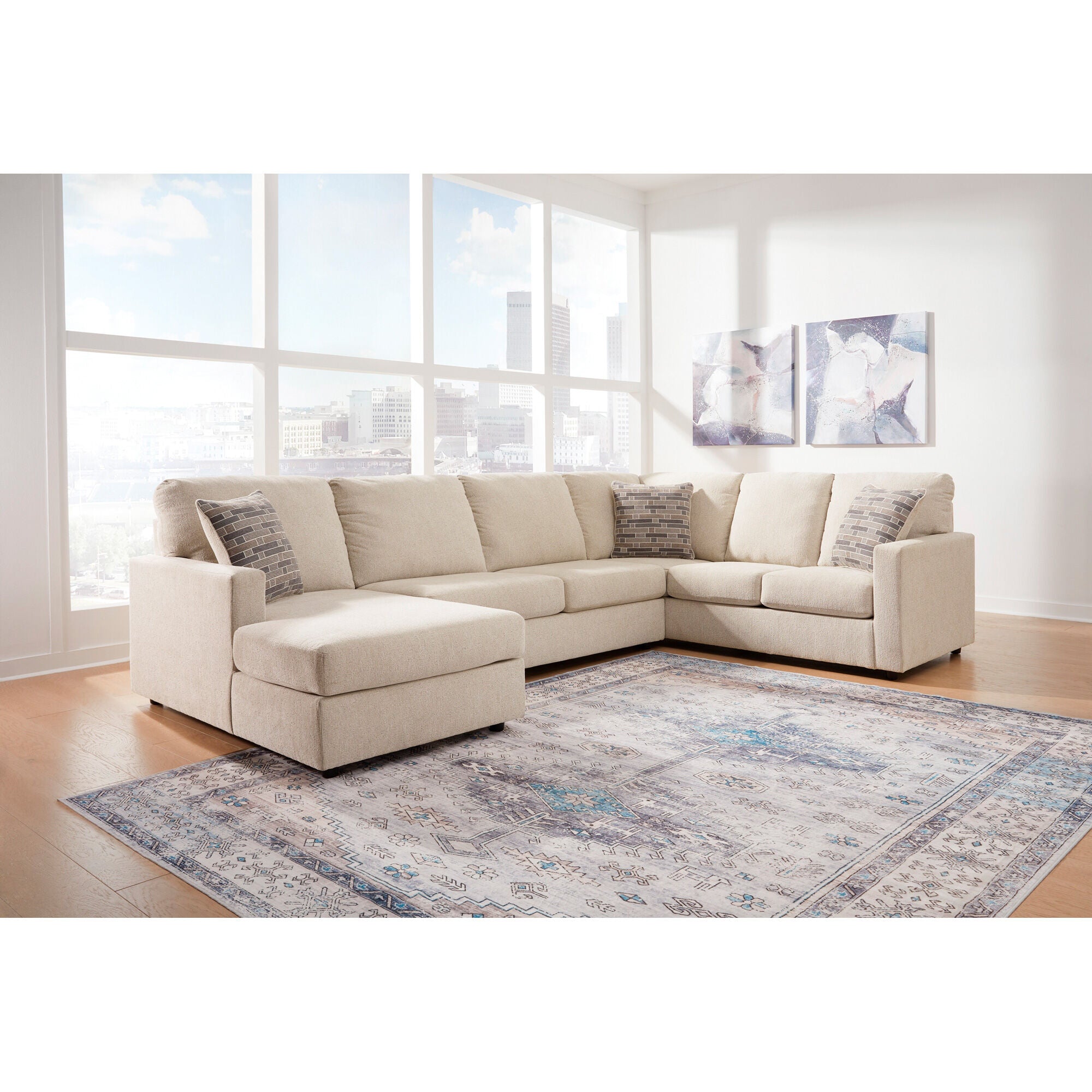 Edenfield 3 Piece Left Chaise Sectional with Ottoman - Thumbnail 3