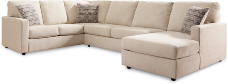 Front right view of Edenfield Linen Right Chaise Sectional