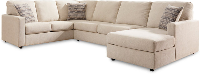 Front right view of Edenfield Linen Right Chaise Sectional