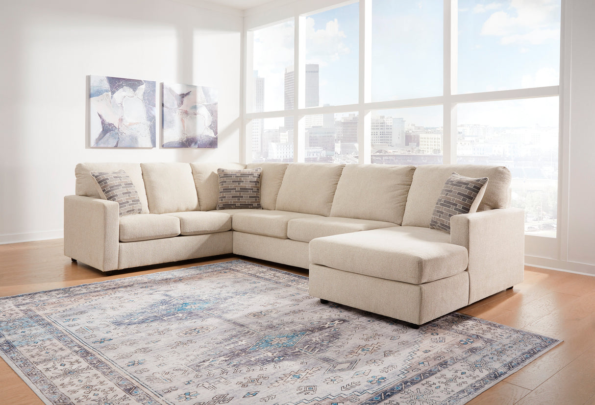 A room setting featuring Edenfield Linen Right Chaise Sectional