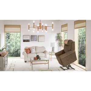 A room setting featuring Stewart Amber Brown Lift Recliner
