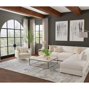 A room setting featuring Melrose Green 9x13 Rug