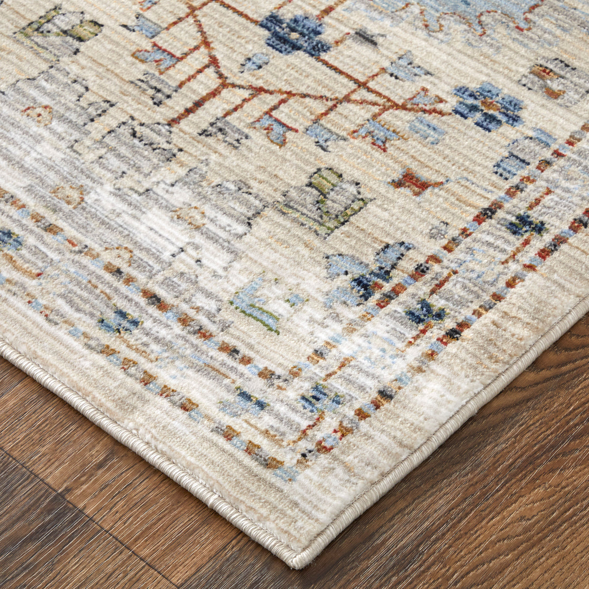 Front left view of Melrose Beige 5x8 Rug