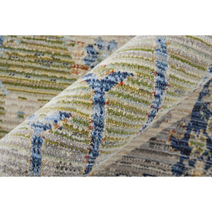 Detail image of Melrose Light Green 9x13 Rug with overlay of product dimensions