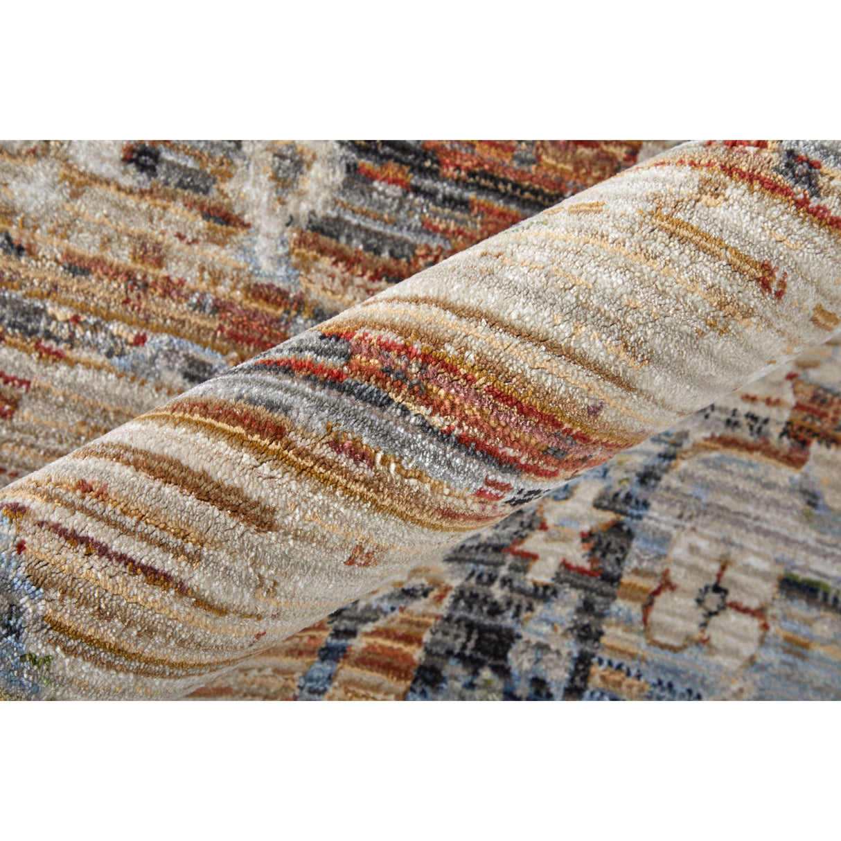 Detail image of Melrose Rust 8x10 Rug with overlay of product dimensions