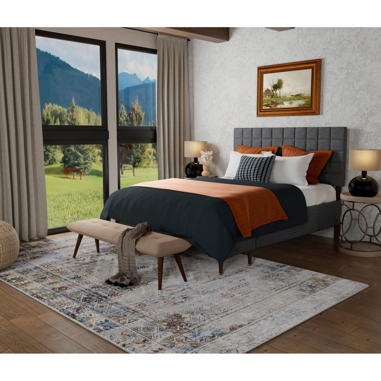 A room setting featuring Melrose Dark Ivory 5x8 Rug