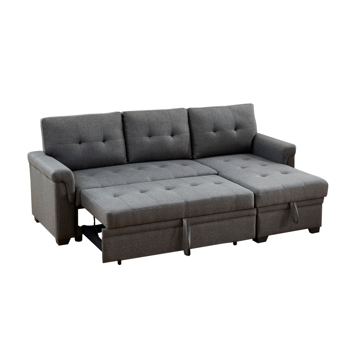 Front left view of Lucca Dark Gray Twin Sleeper Chaise Sofa