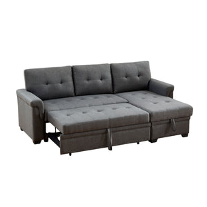 Front left view of Lucca Dark Gray Twin Sleeper Chaise Sofa