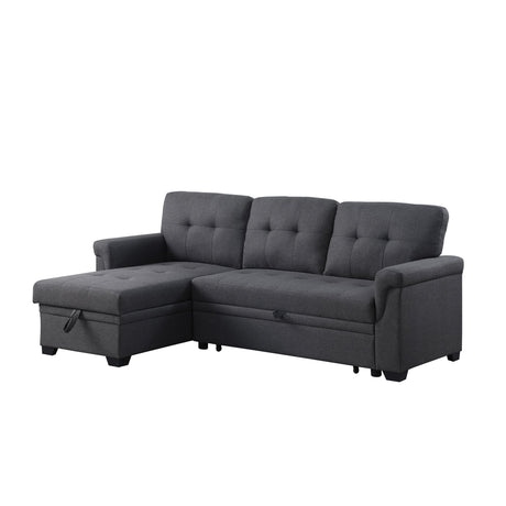 Front right view of Lucca Dark Gray Twin Sleeper Chaise Sofa