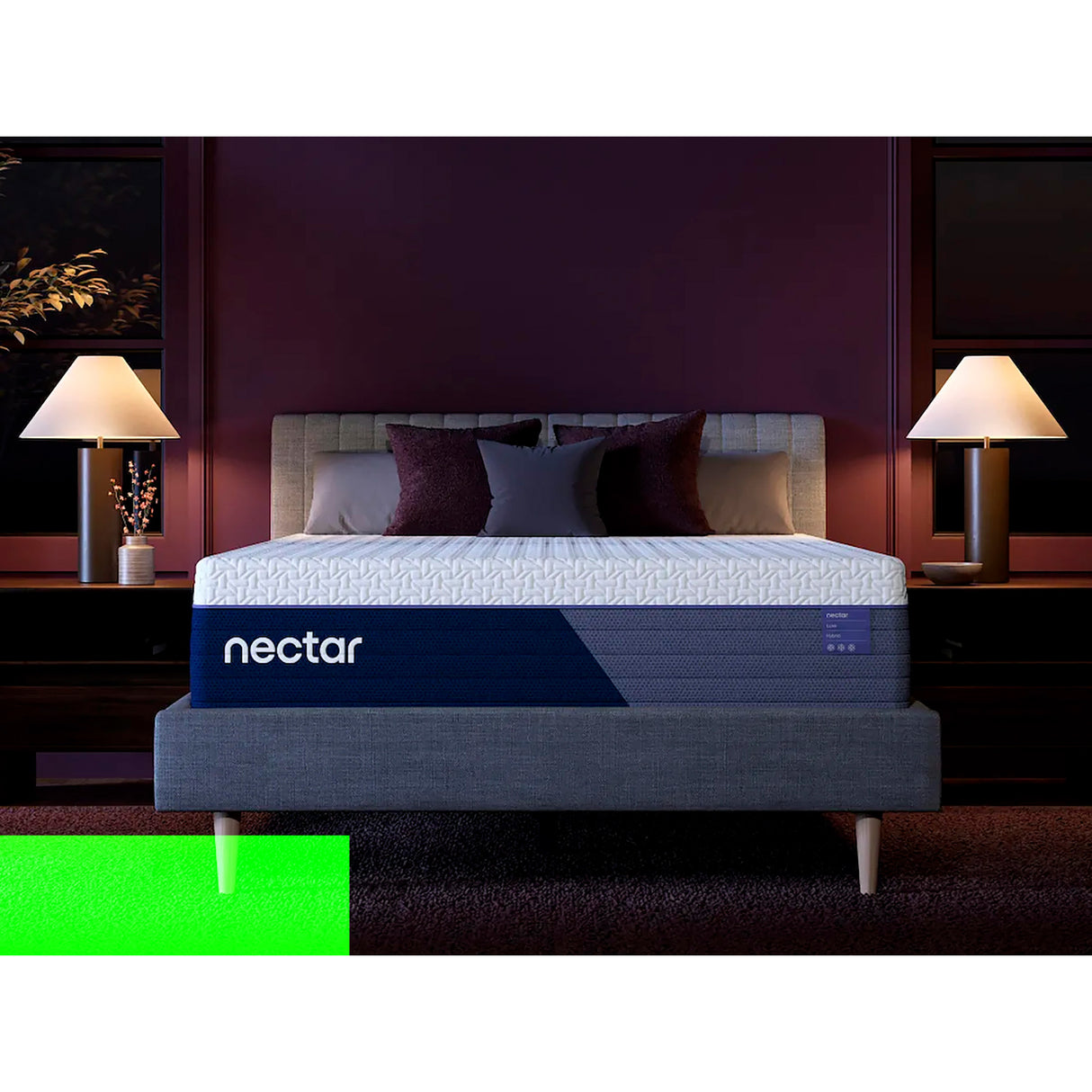 A room setting featuring Nectar Luxe Hybrid Twin Mattress
