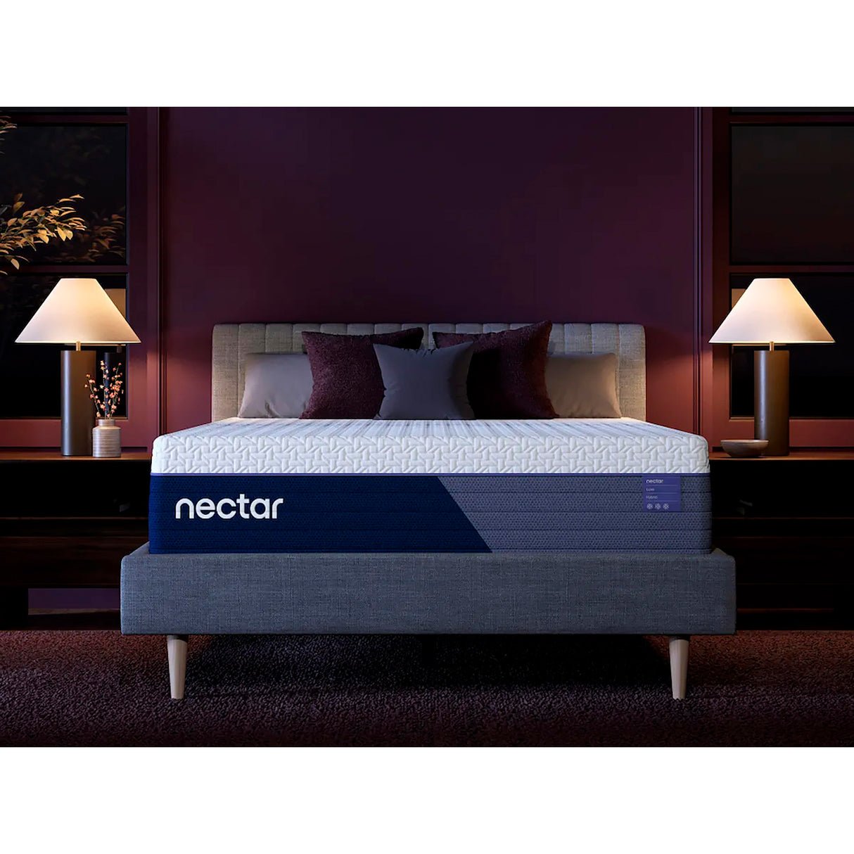 A room setting featuring Nectar Luxe Hybrid Twin XL Mattress
