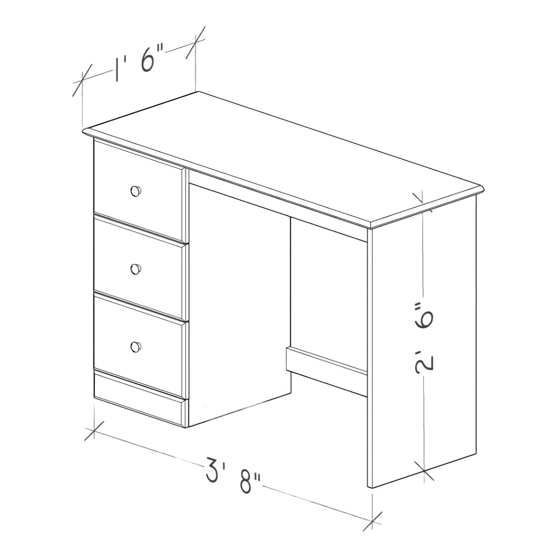 Essentials 3 Drawer Desk - QK1089382_PERD_DIM_OL