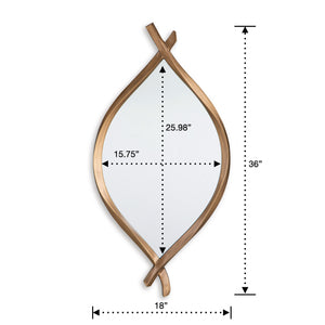 Detail image of Bartner Antique Gold Accent Mirror with overlay of product dimensions