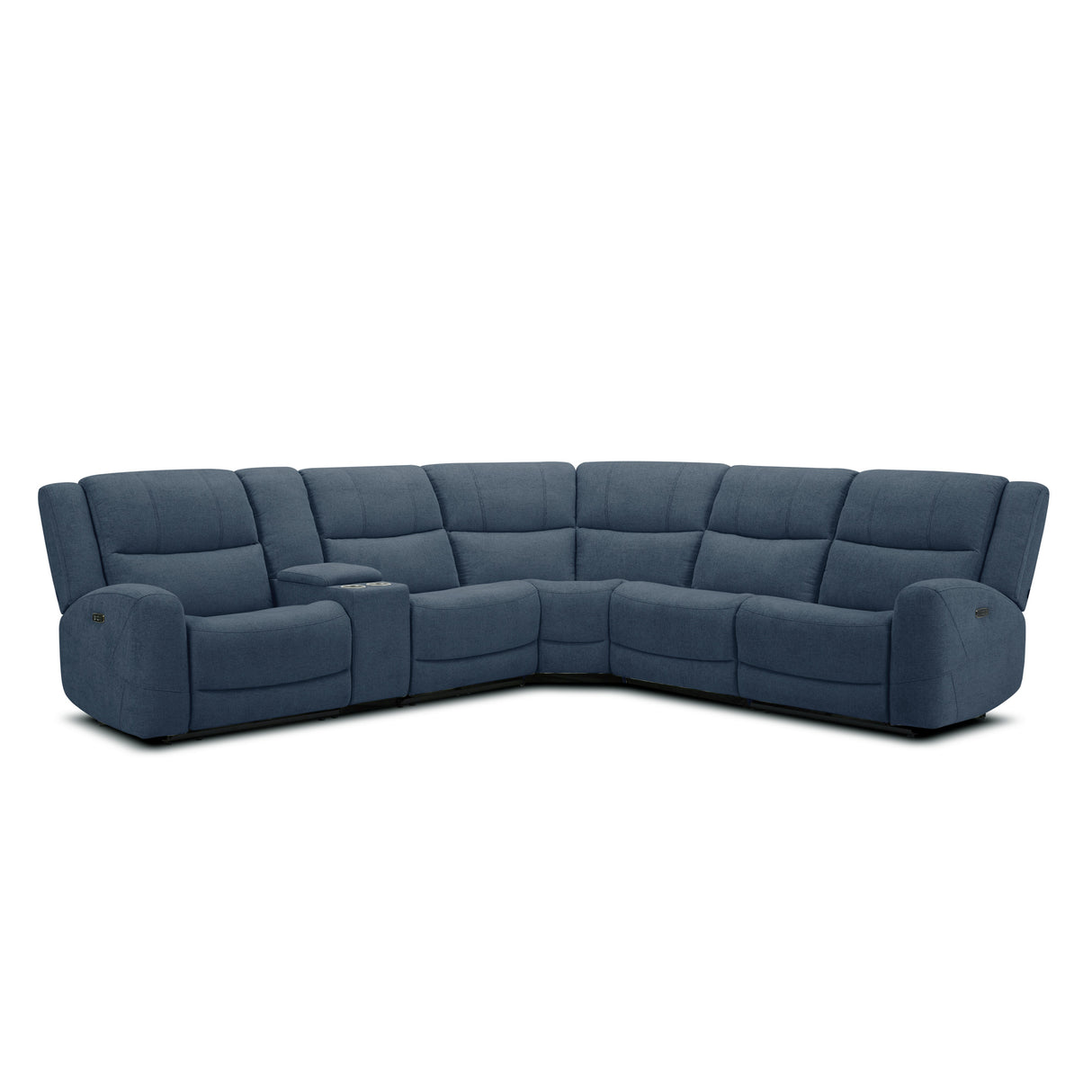 Blue sectional sofa on a white background