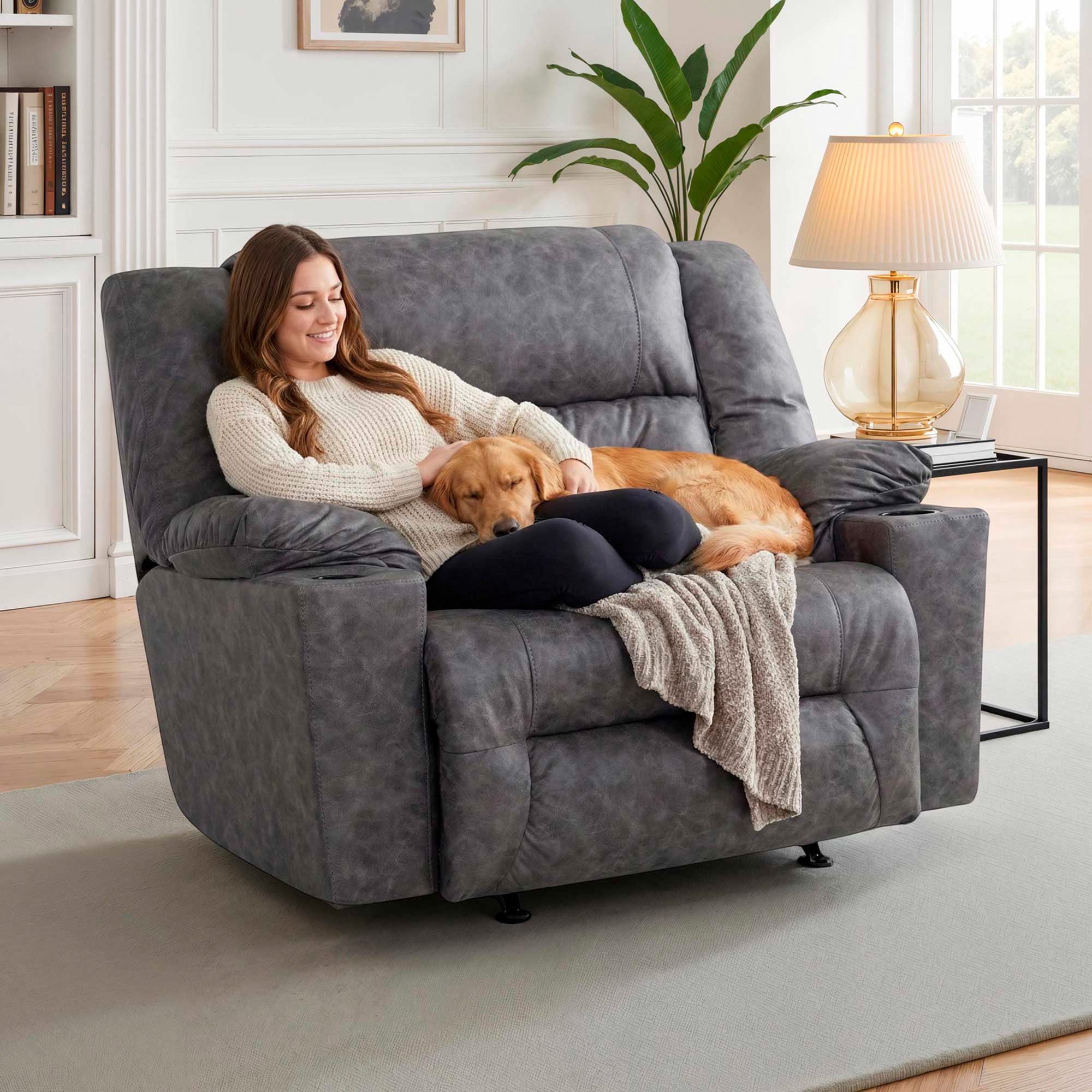 rysket様 トゥルーネイビーOX ccスリッポンbk 28 Brutus Oversized Snuggler Rocking Recliner – Slumberland