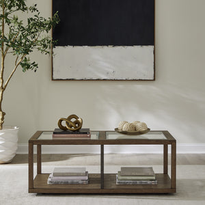 A room setting featuring Bayhill Trellis Honey Cocktail Table